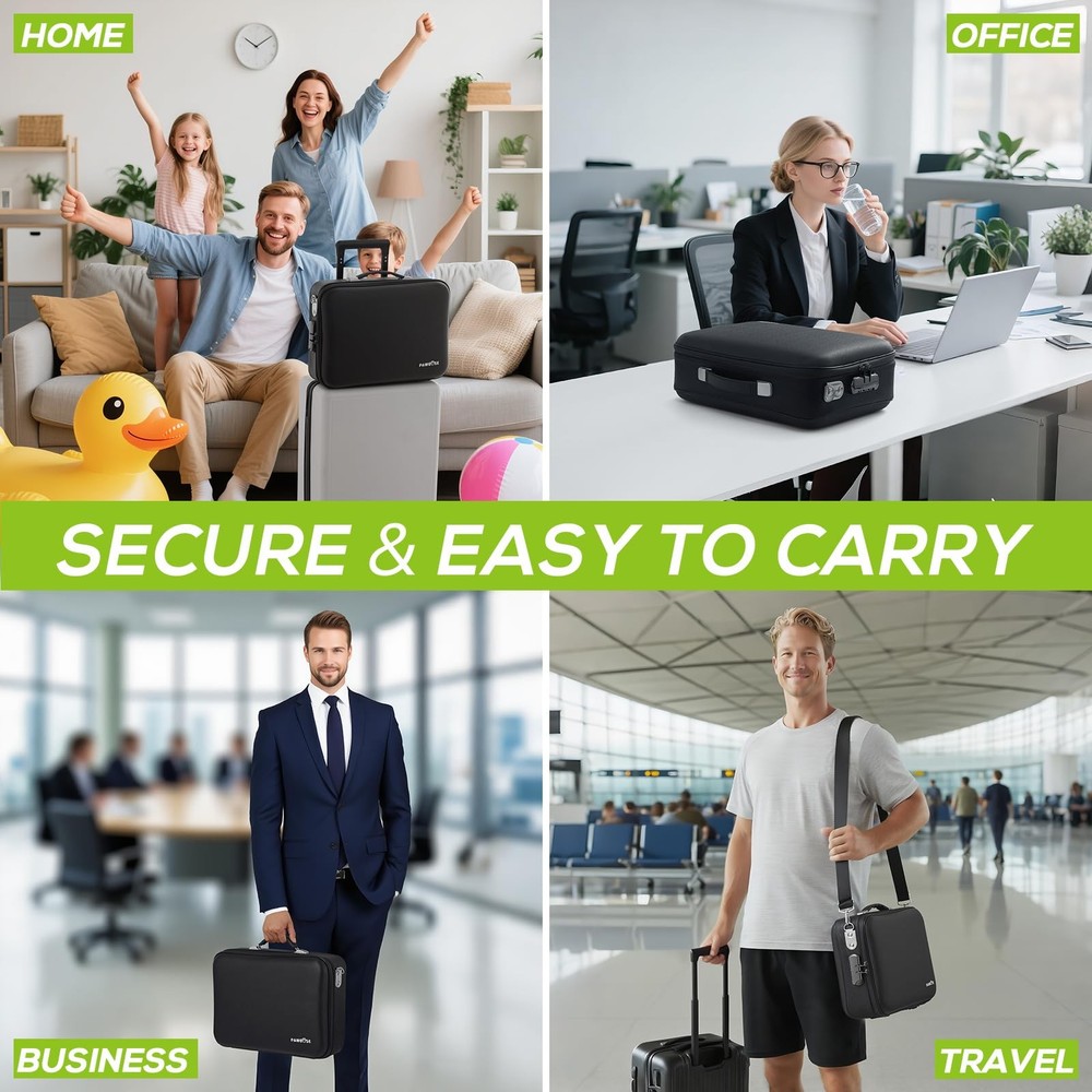 Fireproof Document Box with Combination Lock, Fireproof Water-Resistant Hard ...