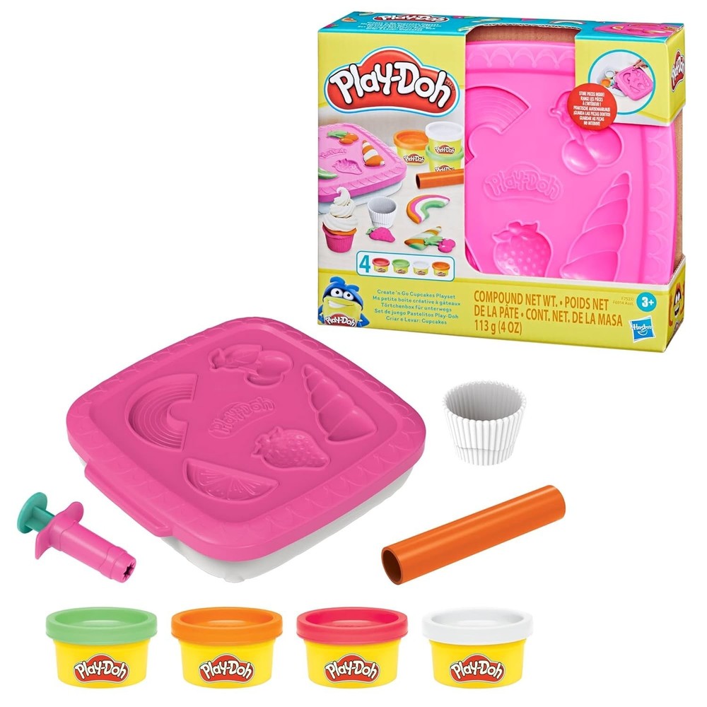 《NEW》Play-Doh Create ‘n Go Cupcakes Playset With Storage Container,Arts Activity