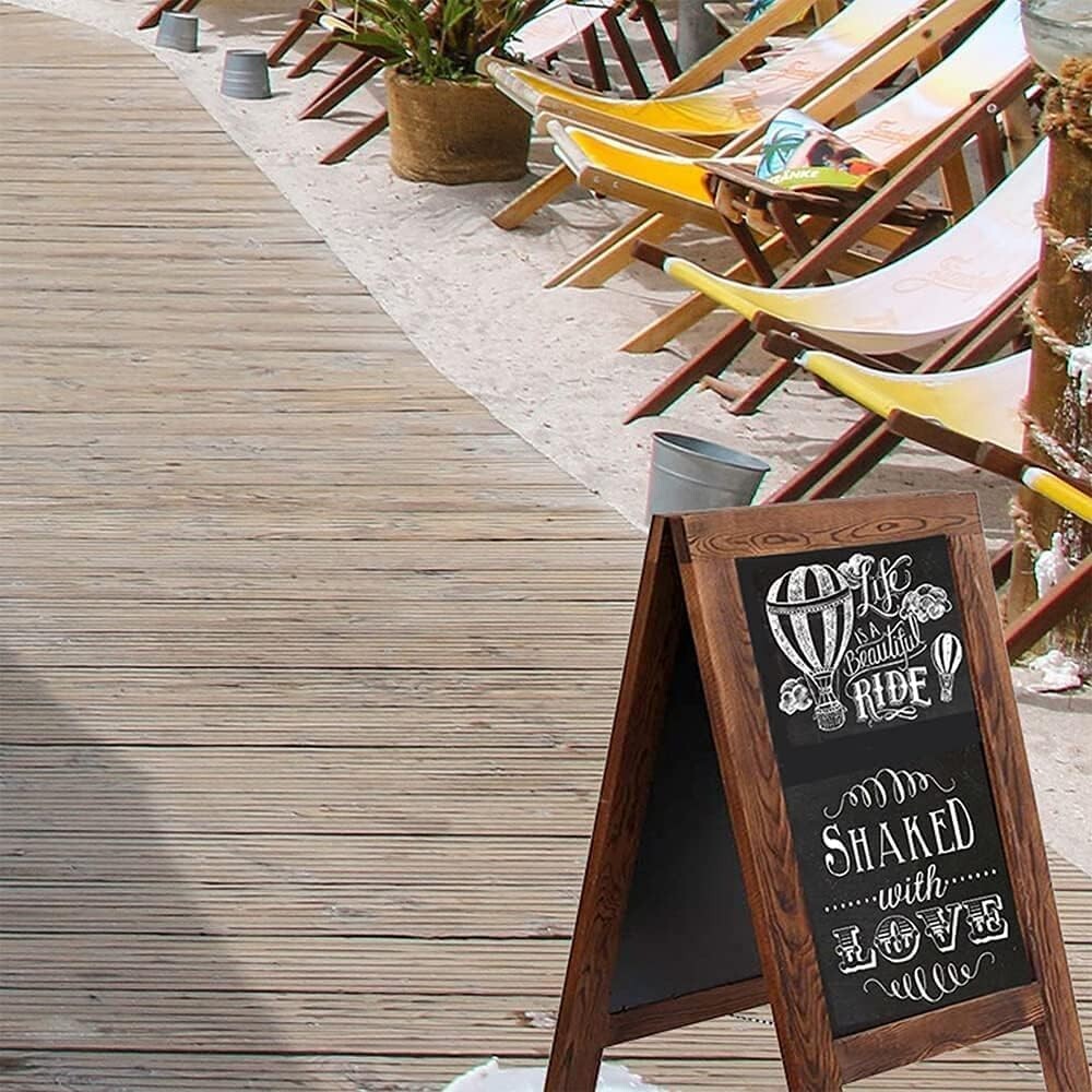 Livevie Rustic Magnetic A-Frame Chalkboard Sign, Double-Sided, 40x20