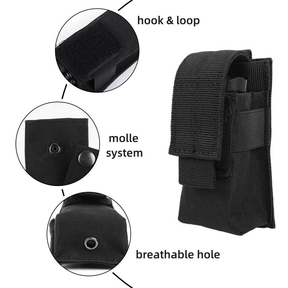 Tactical Molle Pepper Spray Pouch Holder Portable Flashlight Holster Tools Bag