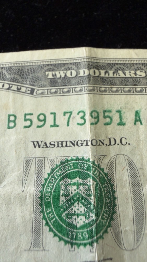 1976 $2 Two Dollar Bill Note Misaligned Over Print Strong Green 4x Error’s