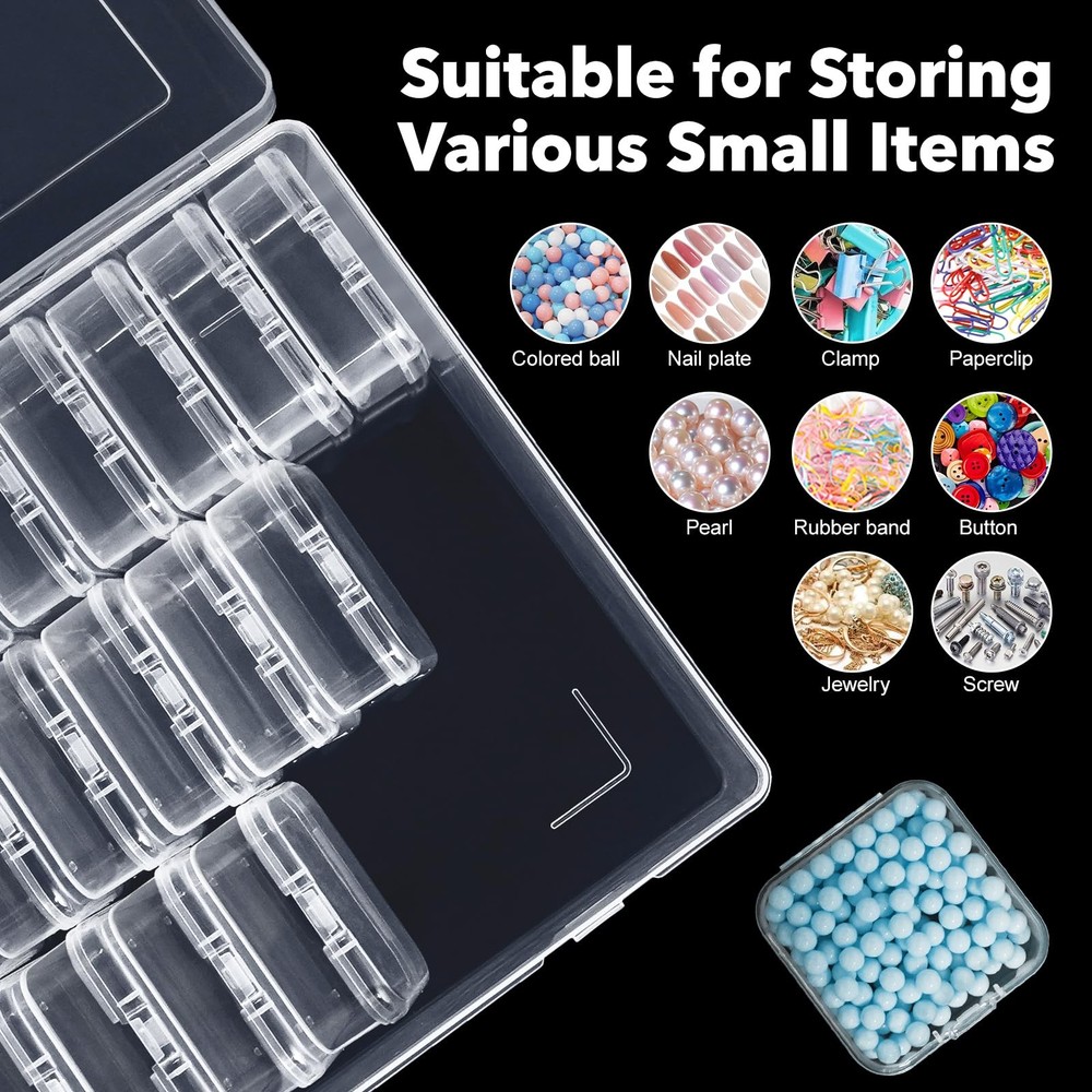 DILIBRA Bead Organizer Box, 93Pcs Small Storage 3 Pack 90 Pcs, Clear