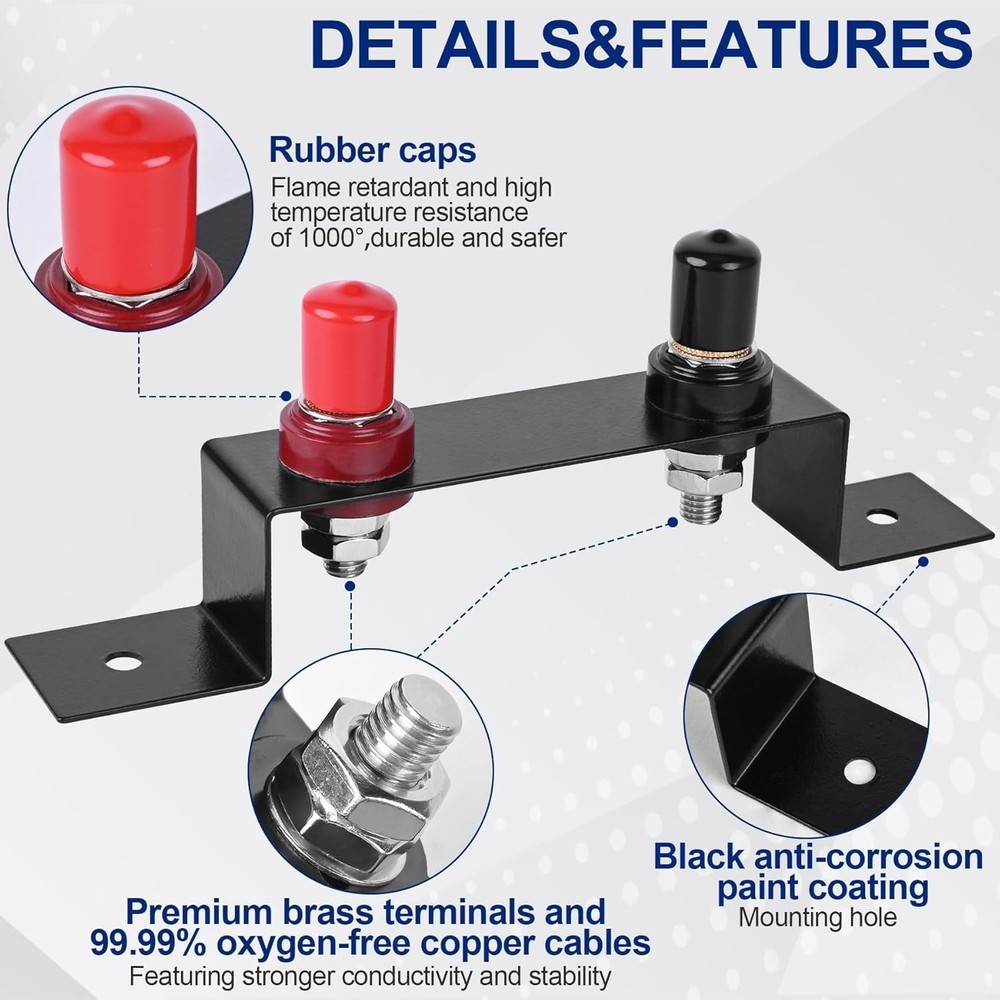 Compact Battery Charging Post Kit - Heavy Duty Remote Terminals for All Vehicles