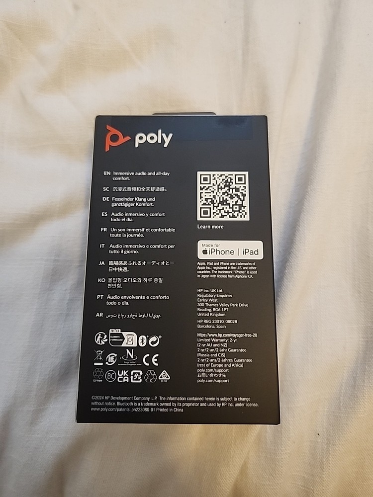 Poly Voyager Free 20. True Wireless Earbuds. Adaptive ANC. Black.