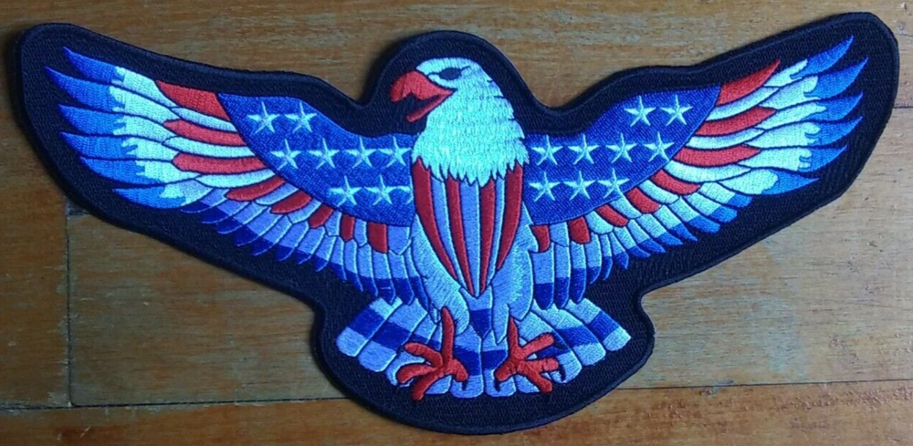 LARGE AMERICAN EAGLE USA FLAG BIKER MILITARY JACKET BACK PATCH