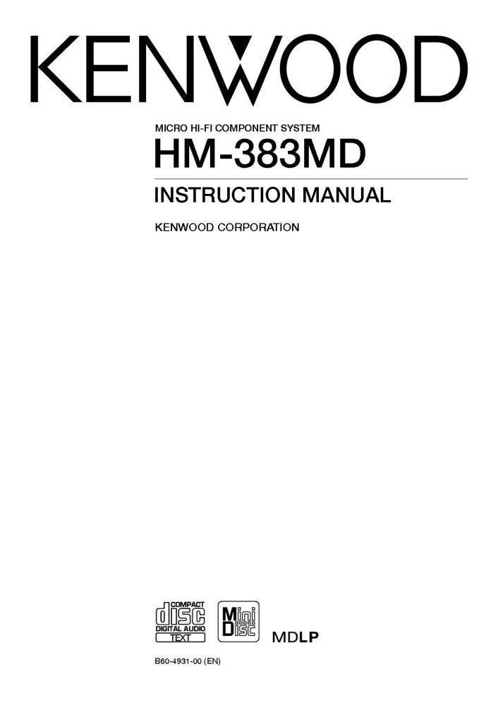 Kenwood HM-383-MD Component System Owners Instruction Manual