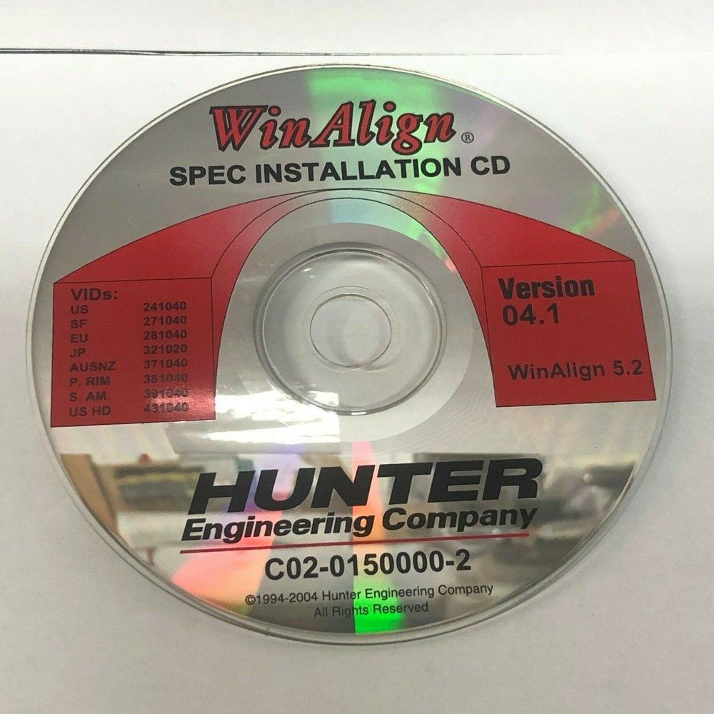 Version 04.1 Hunter Engineering WinAlign Alignment Installation CD Software P91