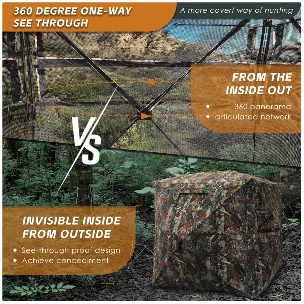 360 Degree See Through Hunting Blind with Floor Mat
