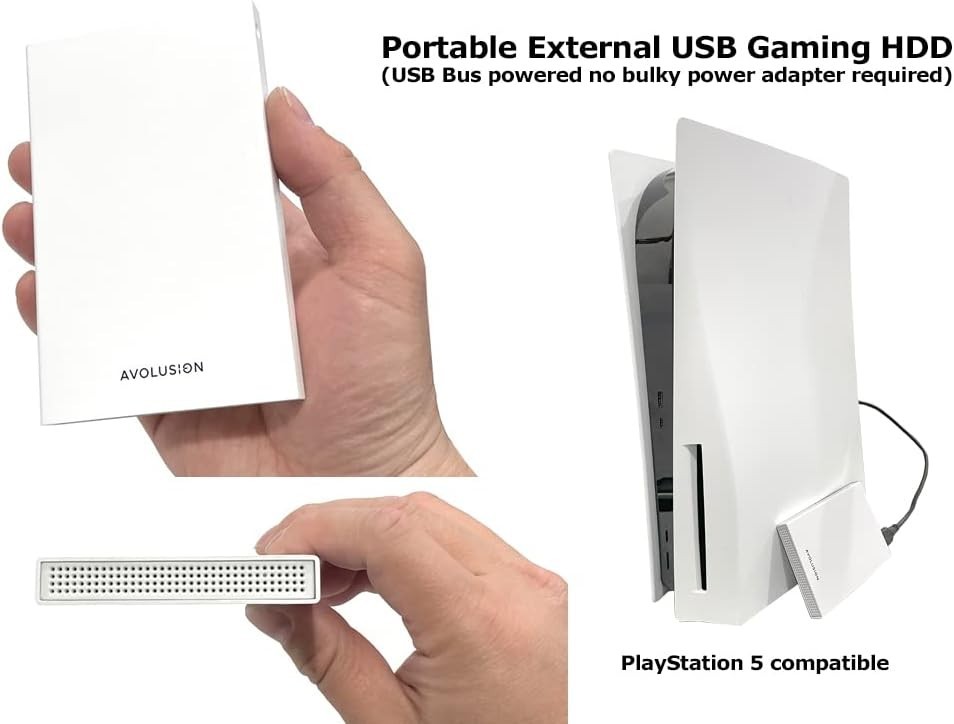 White 1TB USB 3.0 Gaming Hard Drive for PS5=