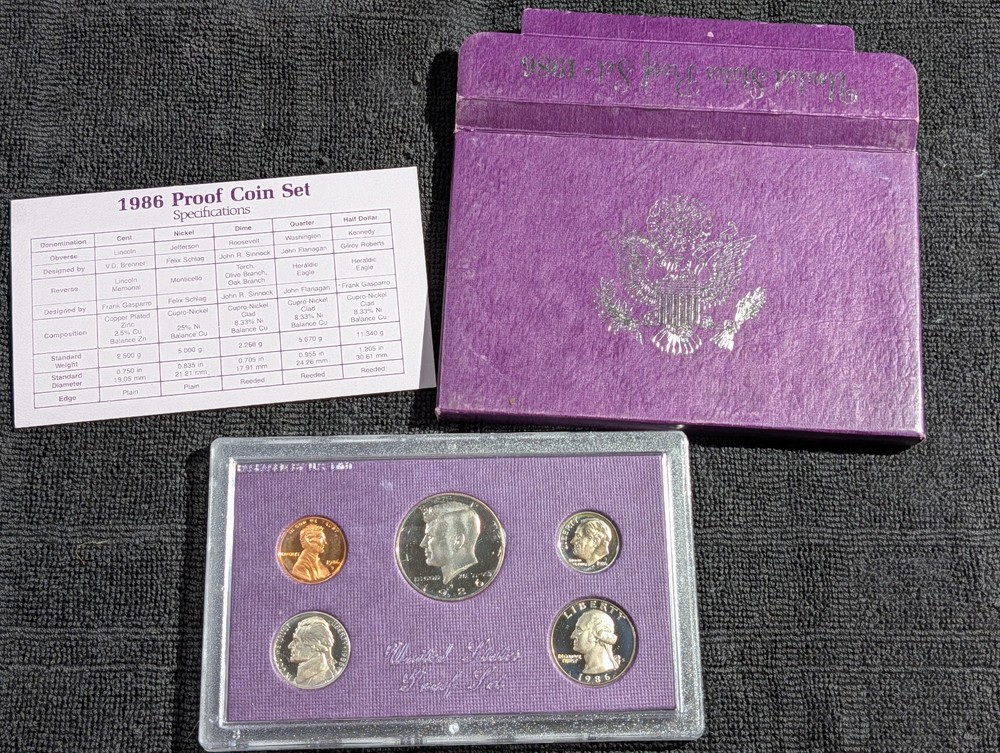 1986 US Proof set OGP COA