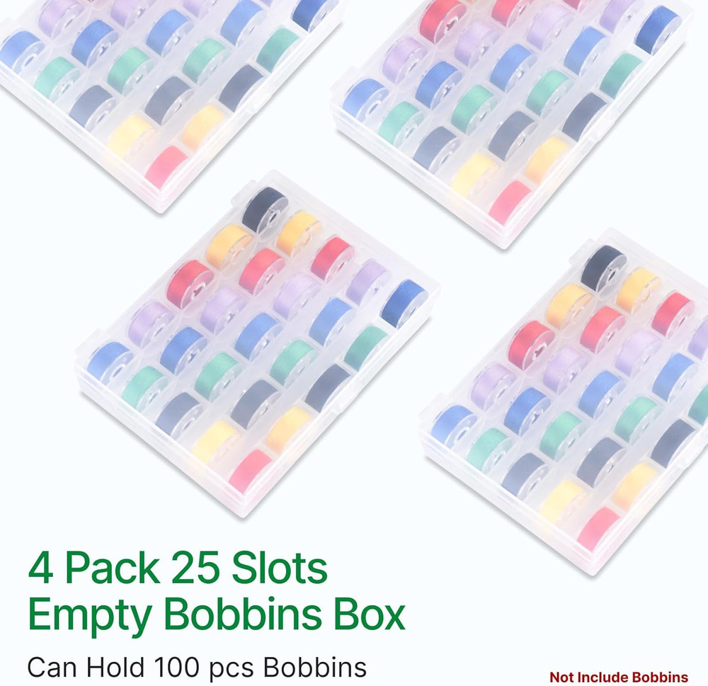 25 Slots Bobbin Organizer, Transparent Plastic Bobbin Case, Empty Spools Box for