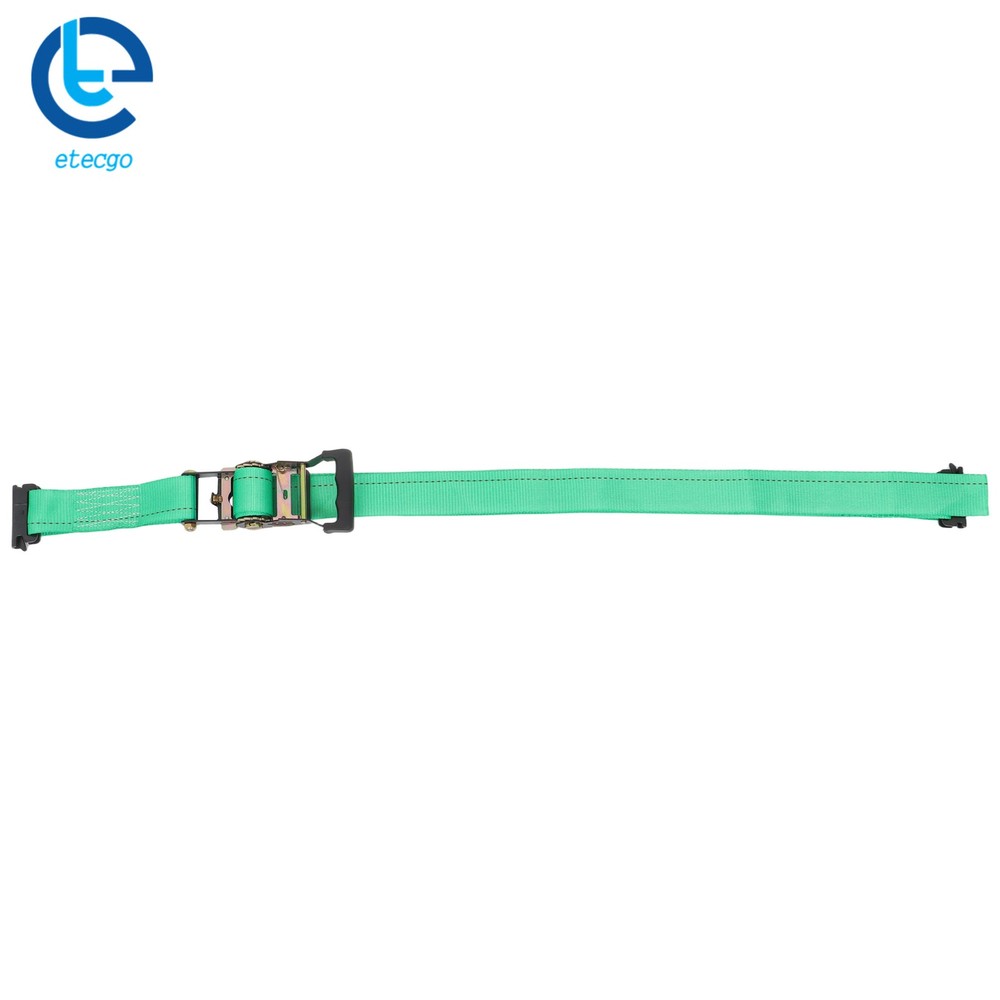 2 Sets Green Wheel Chock & 8ft Ratchet Strap Kit For E Track System For Trailer