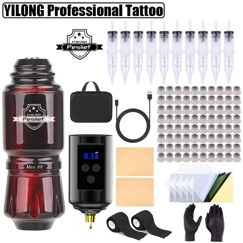 Beginner Complete Kit Coreless Motor Tattoo Machine Cartridge Needle Kit 1200mAh