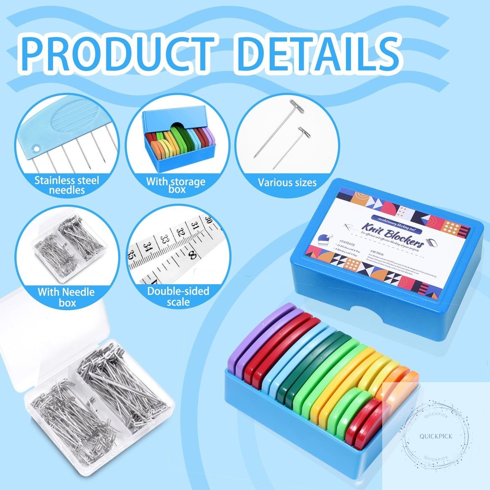 130 Pcs Knit Blockers and Combs for Blocking - Rainbow Knitting Blocking Combs