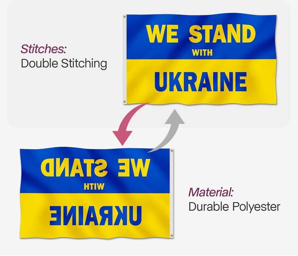 Fade-Resistant We Stand With Ukraine Flag 2x3FT - Durable Polyester with Grom...