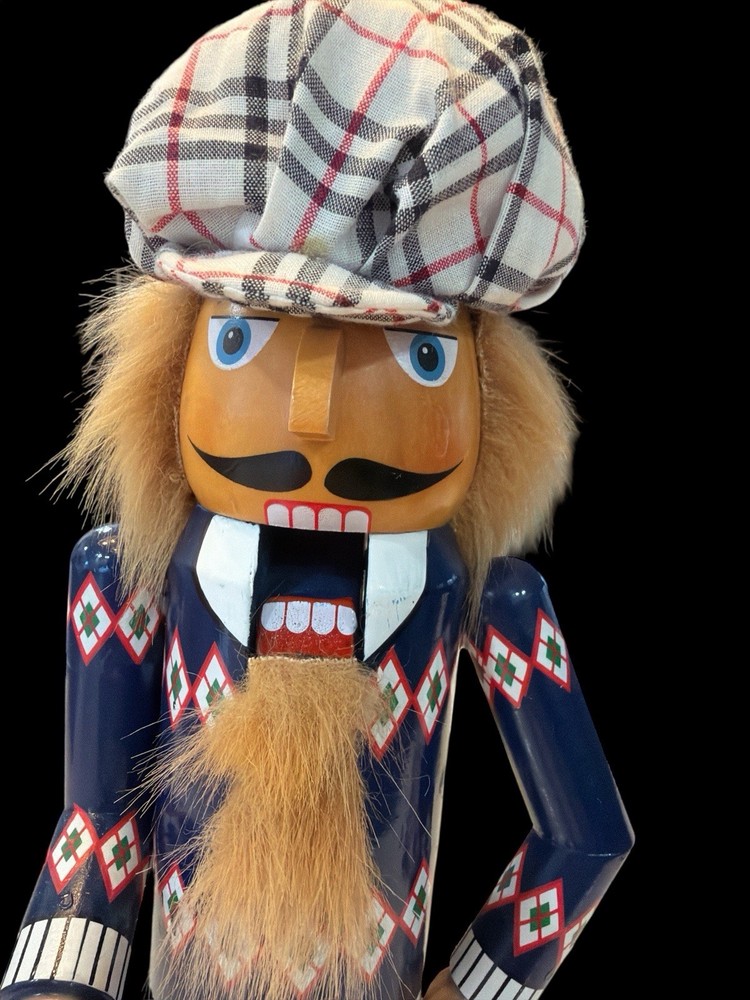 Golf Themed Decorative Nutcracker with Plaid Hat Christmas Figurine