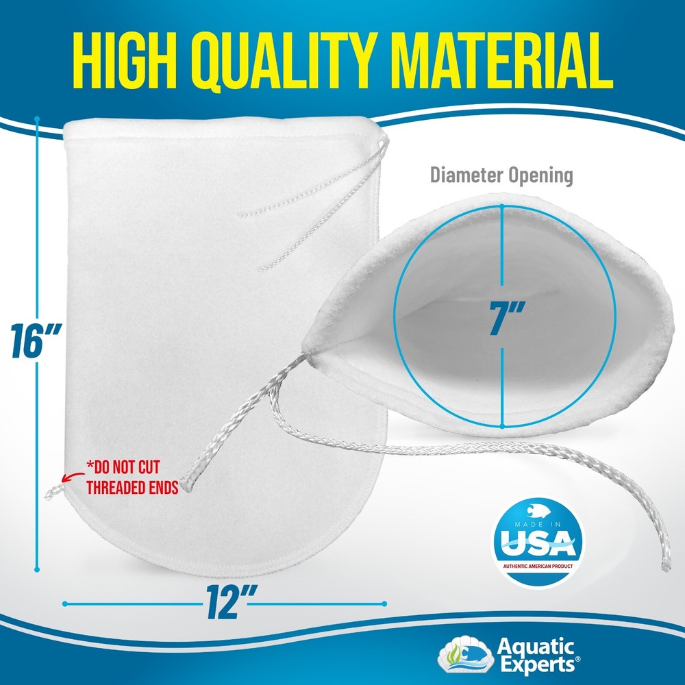 Aquatic Experts Drawstring Filter Socks 7 inch Opening 200 Micron - Extra Long
