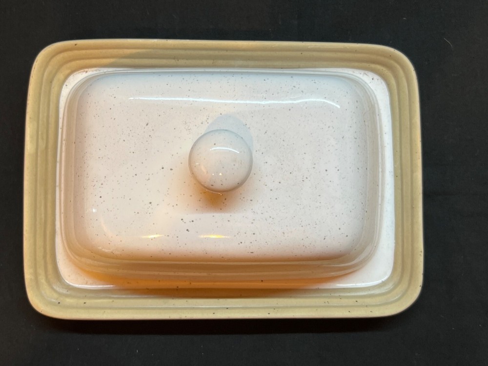 Ceramic Butter Dish With Lid Speckled Design Rectangular Hand Wash Only
