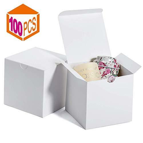 Mesha Small White Gift Boxes 4x4x4 (100 Pack) Gift Boxes with Lids for