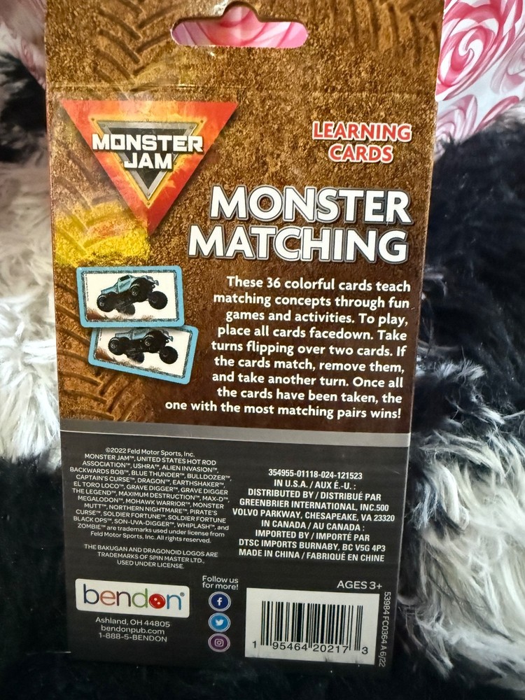 Monster Jam learning memory card! Perfect gift! Only 2 available!