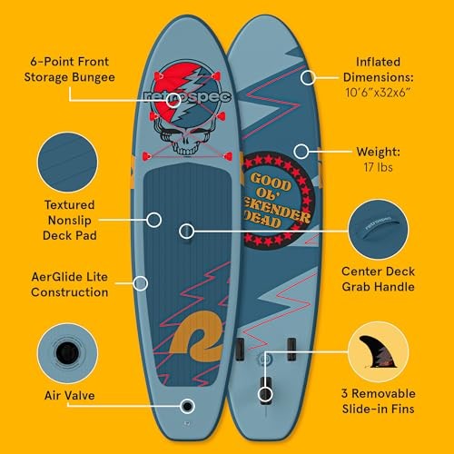 Inflatable Stand Up Paddle Board Includes Paddle, Grateful Dead Weekender