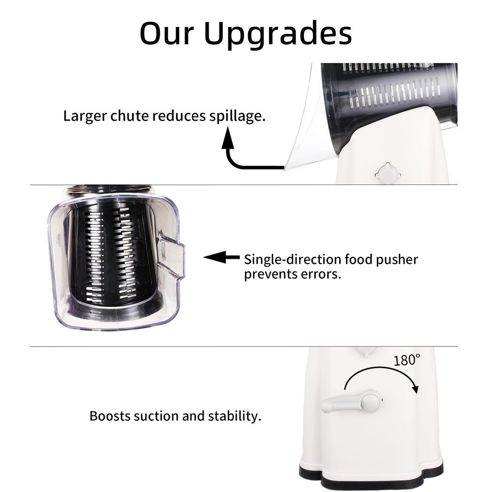 Rotary Cheese Grater Shredder with Handle 5 Interchangeable Blades