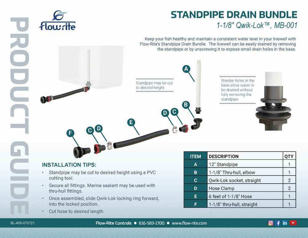 Flow-Rite MB-001 Standpipe Drain Bundle