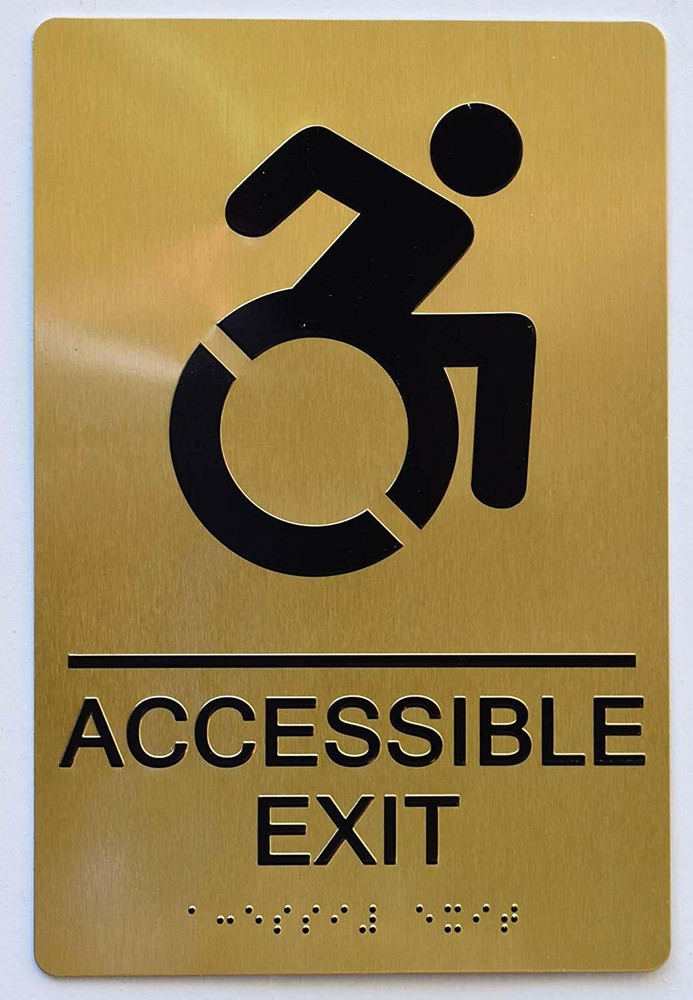 ACCESSIBLE EXIT Sign - Gold(Aluminium, Gold/Black,Size 6X9)-REF24-1027