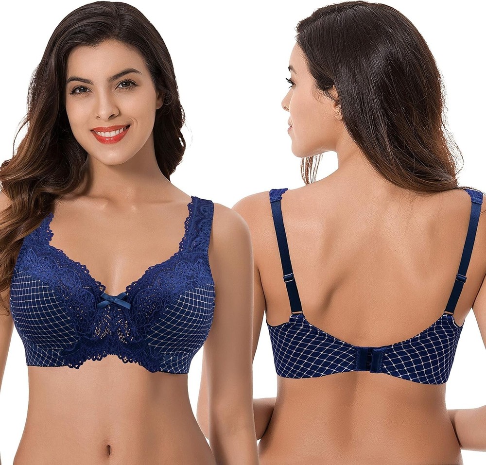 Curve Muse Women's Minimizer Unlined / Unpadded Underwire Bra 38C 2-Pack