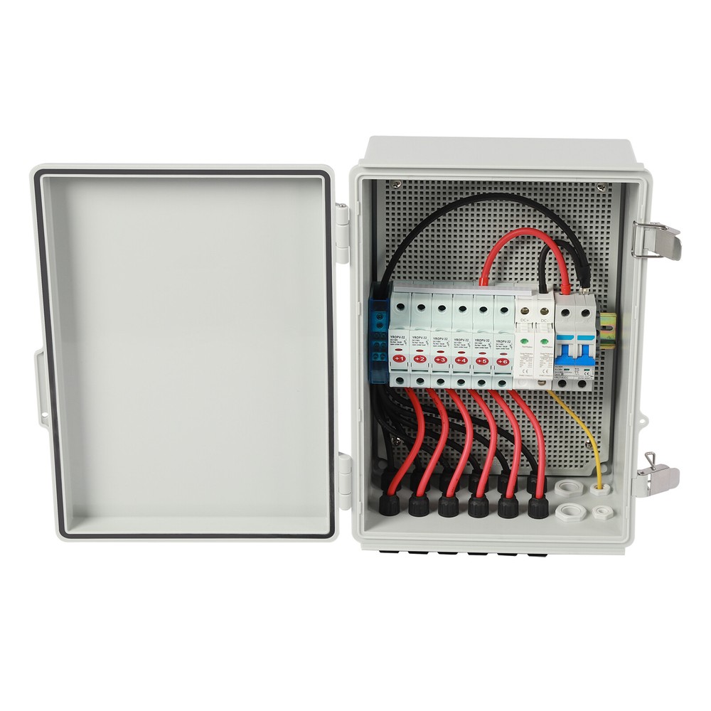 6 String Solar PV Combiner Box 15A Circuit Breaker for Solar Panel Plastic