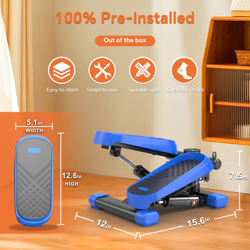 Home Office Exercise 330LBS Capacity Workout Mini Stepper with Resistance Bands