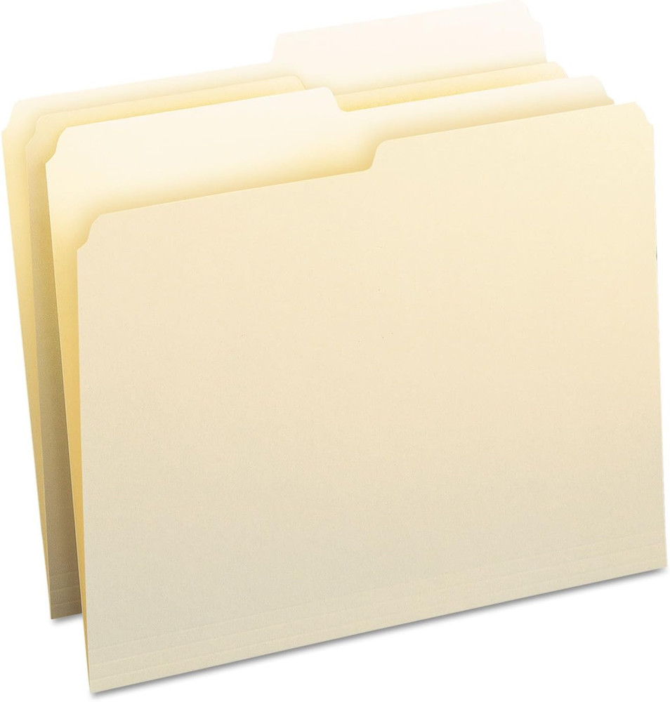SuperTab File Folder, Oversized 1/2-Cut Tab, Letter Size, Manila File Folders, 1