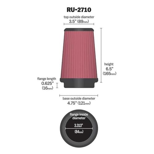 High-Flow Original Lifetime Universal Clamp-On Air Filter: High Performance,