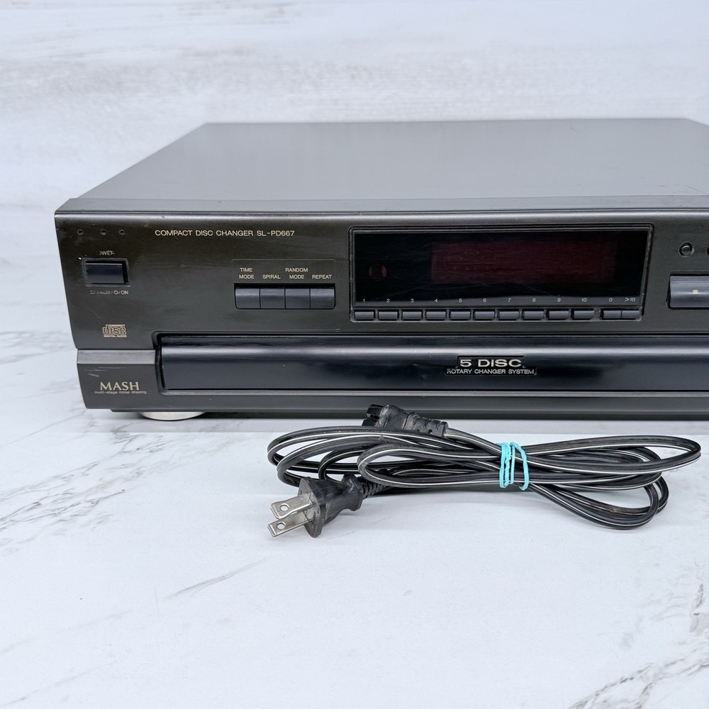 Technics SL-PD667 MASH 5 CD Disc Rotary Changer System Tested, Reads CDs Tested