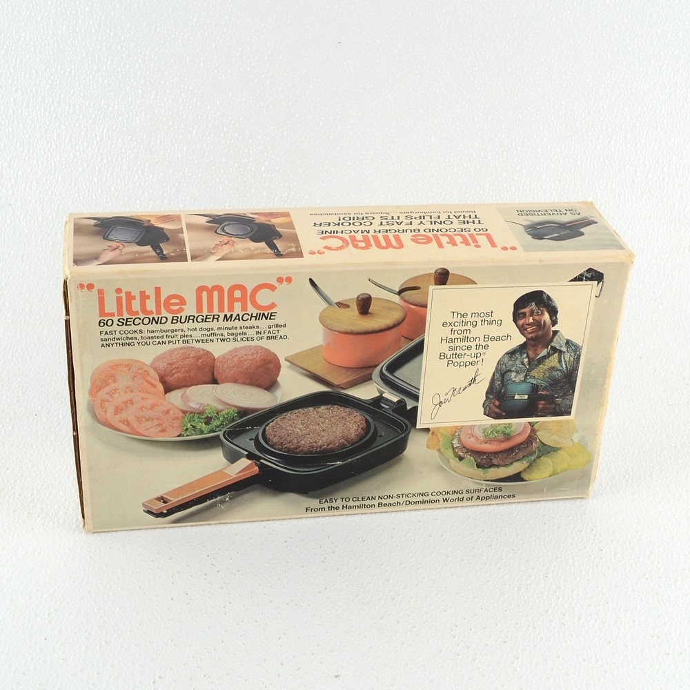 Vintage Little Mac 60 Second Burger Machine Hamilton Beach Joe Namath Tested