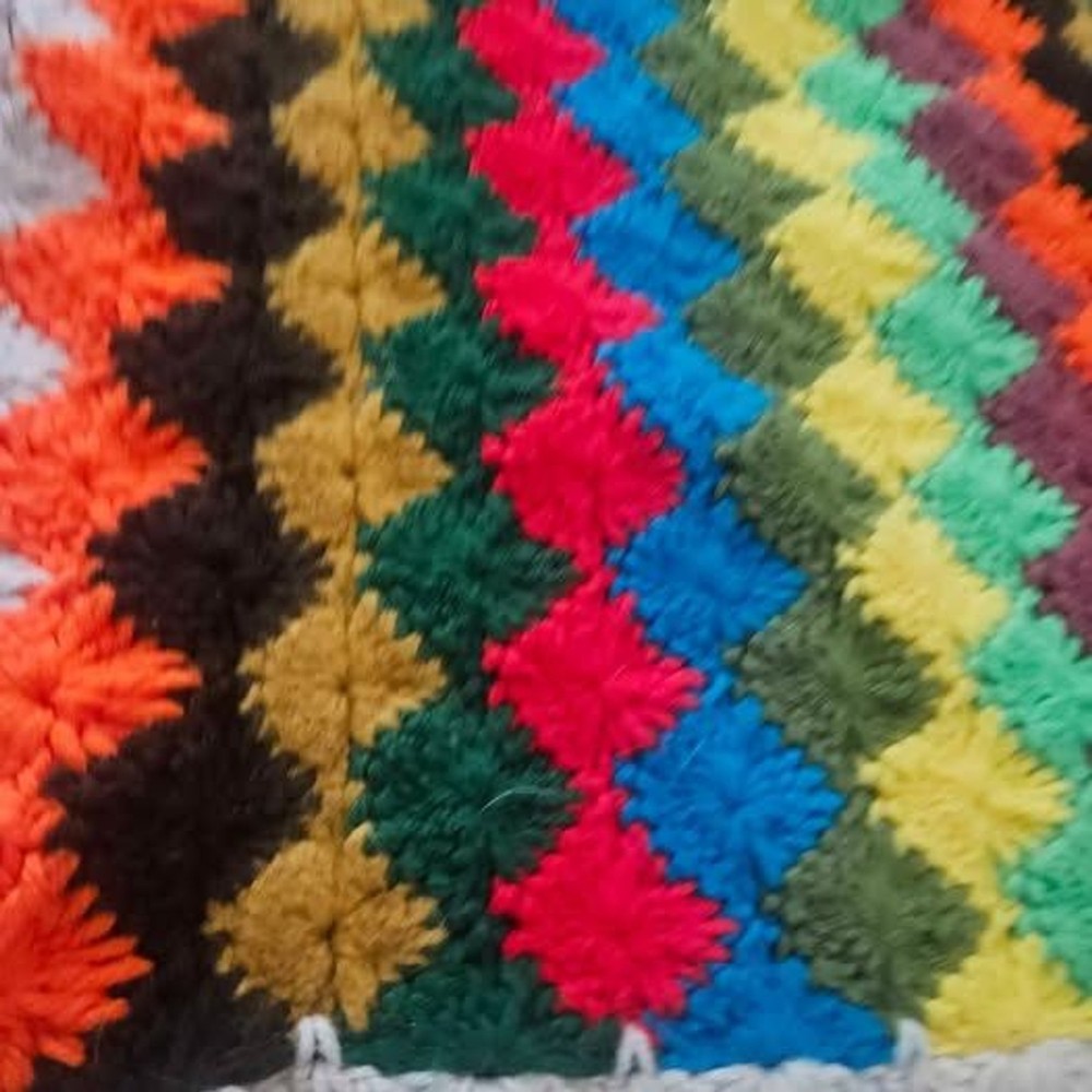 Afghan Bright Multi-Colored Crochet Throw 48" X 50"