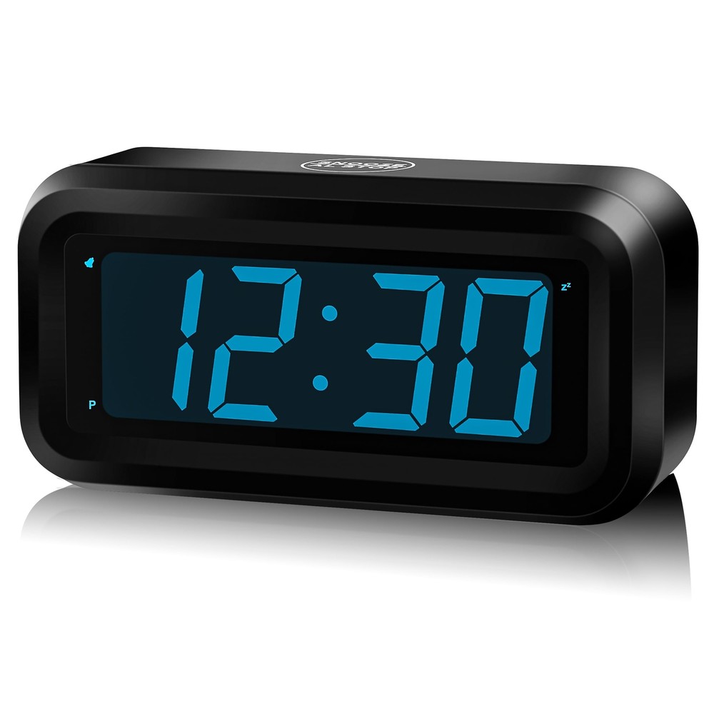 Alarm Clock, Digital Clock, Constantly 1.2'' LED Blue Digits Display, Battery