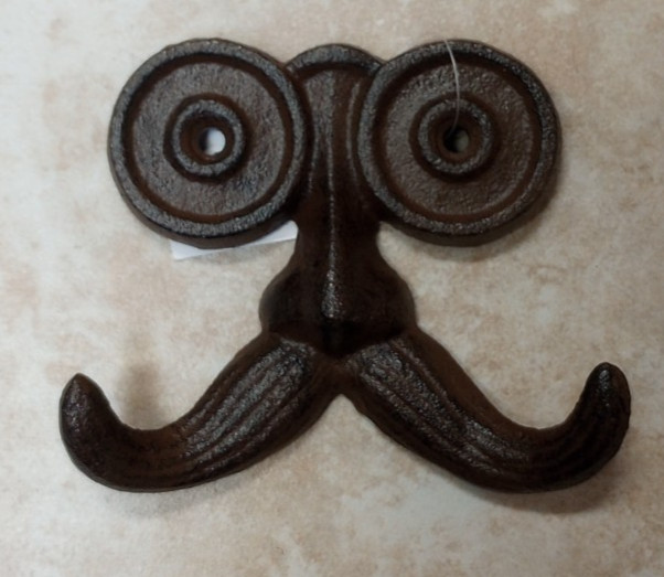 Towel Hat Bath Mustache Wall Hook Cast Iron Rust Finish