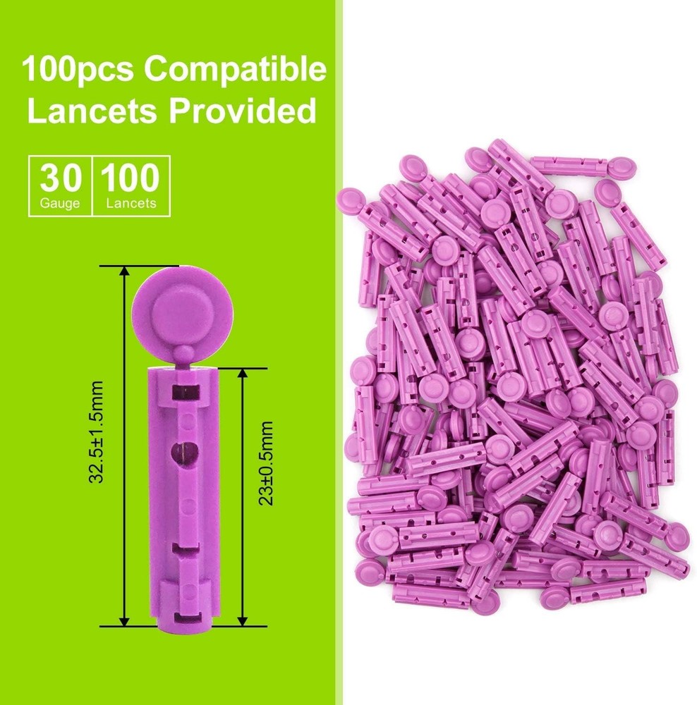 Ergonomic Lancing Device for Comfortable Blood Sampling & 100 Lancets Included