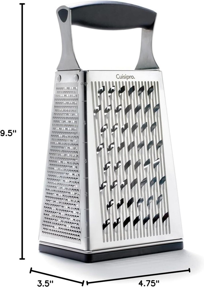 Premium 4-Sided Box Grater with Surface Glide Technology - Effortless Grating
