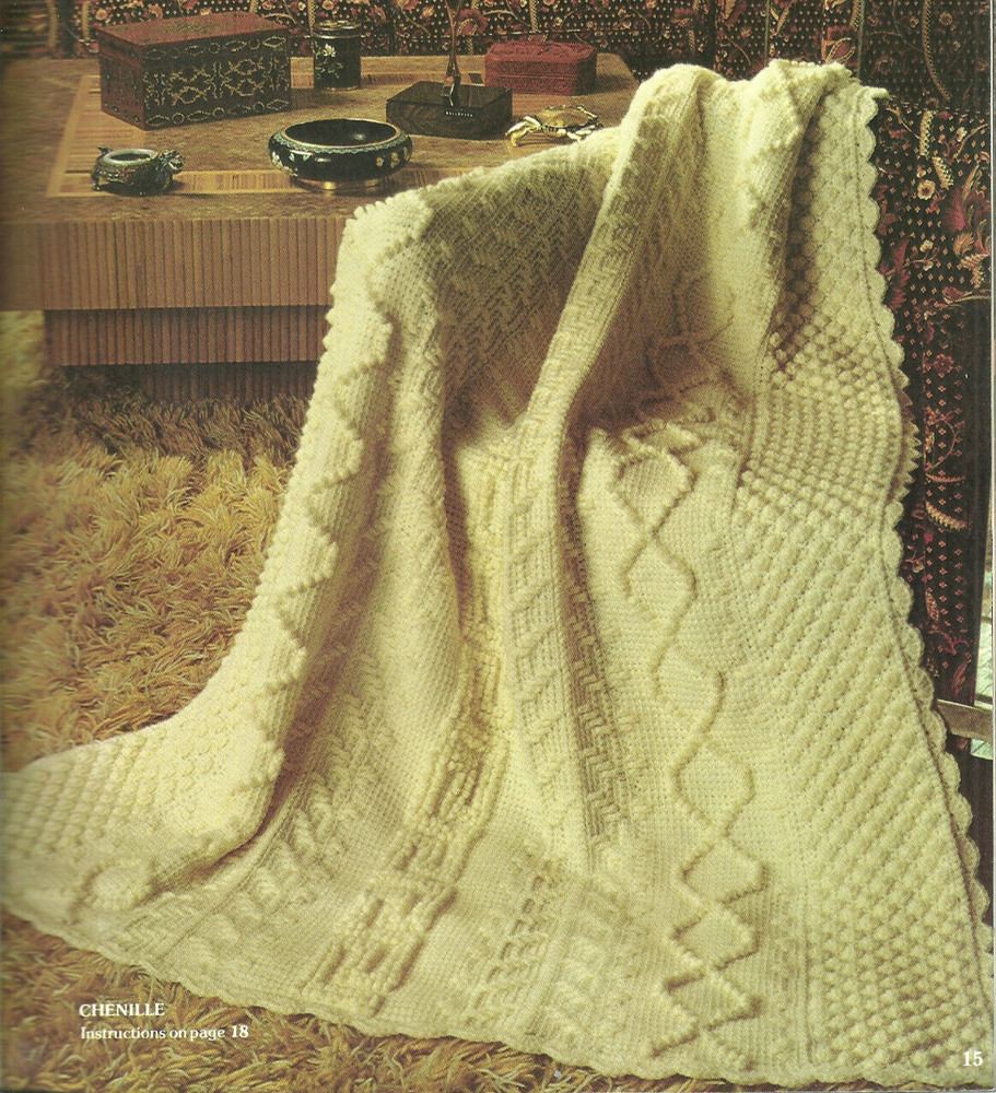 Chenille Afghan Crochet Pattern INSTRUCTION pages removed from a magazine