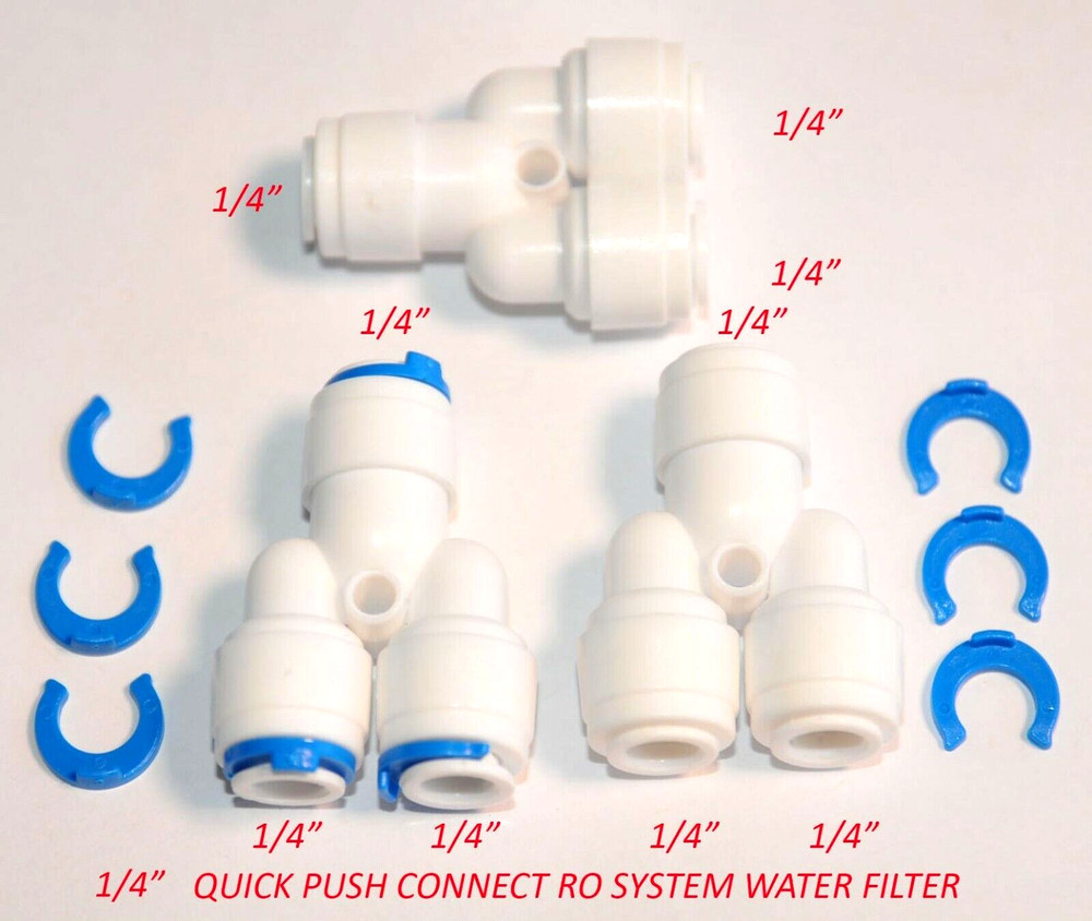 ¼” 3 TREE WAY UNION TEE TUBE QUICK PUSH CONNECT RO REVERSE OSMOSIS WATER FILTER