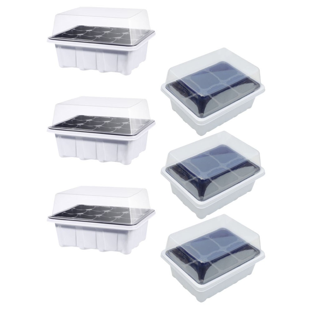 6 Pcs Plastic Plant Starter Trays Boxes for Vegetable Germination Gardening