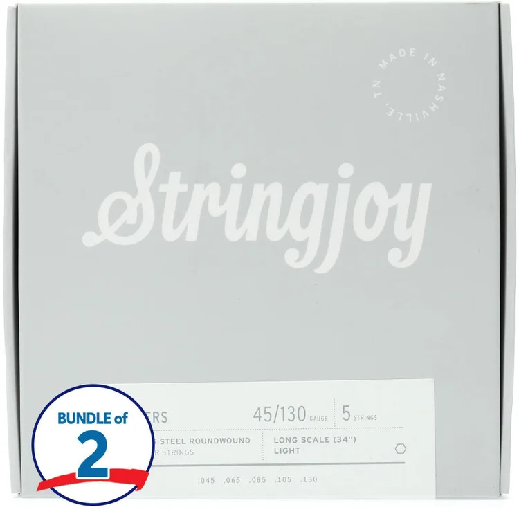 Stringjoy Rangers Stainless Steel Long Scale 5-string Bass Strings (2 Pack) -