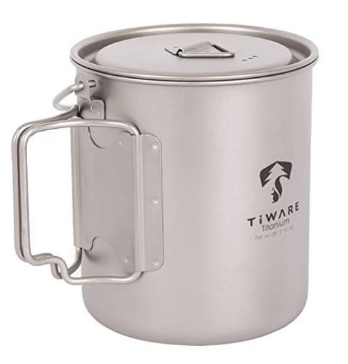 Titanium 750ml Multi Function Cup Pot Cookware Compact Cooking Set w. Folding