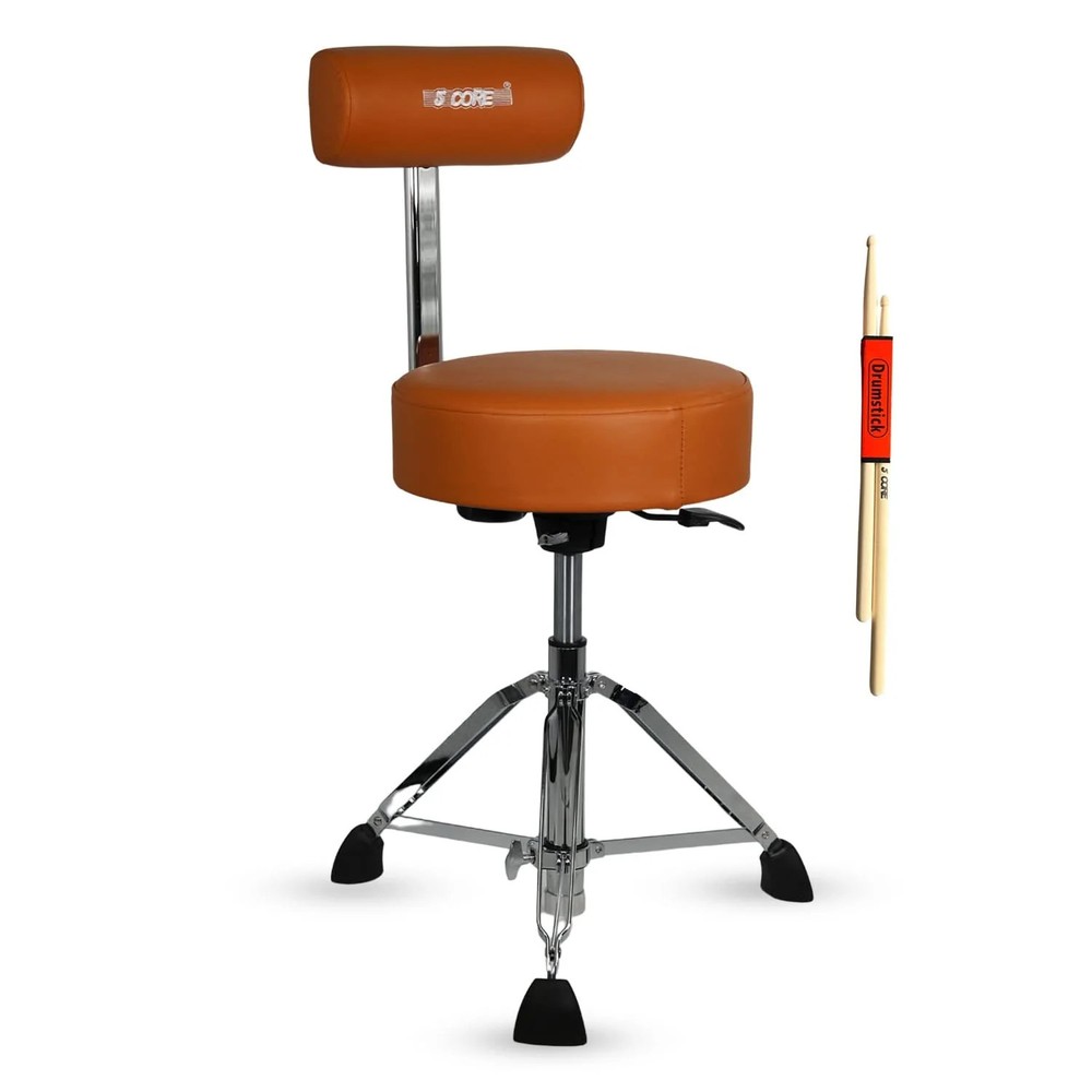 5 Core Drum Throne w Backrest 4" Padded Stool Adjustable 25.5" 441Lb Capacity