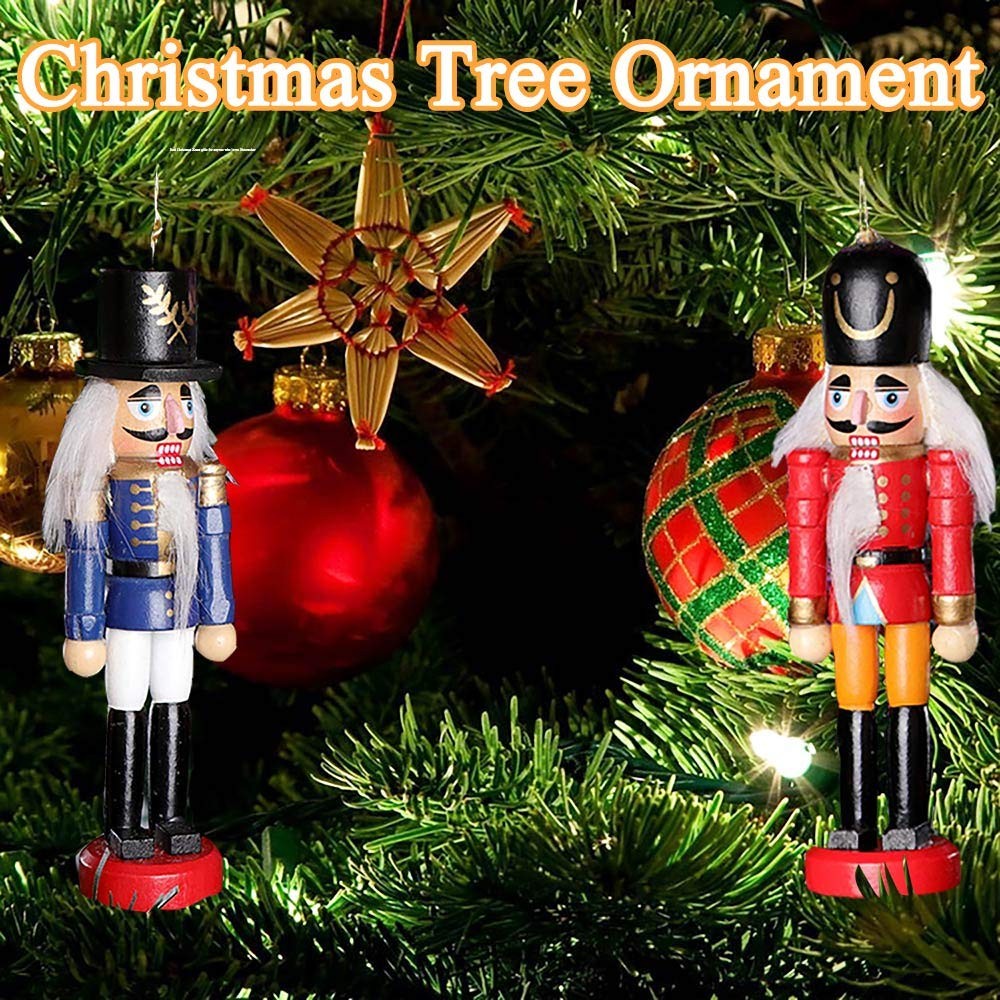 6pcs Wooden Nutcracker Christmas Ornaments Set