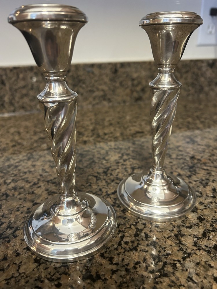 Sterling Twisted Candlestick Holders 6.5” T