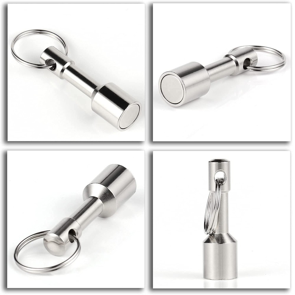 Keychain Magnet for Testing Brass,Keychain Pocket D12mm-2PACK-SILVER, Silver