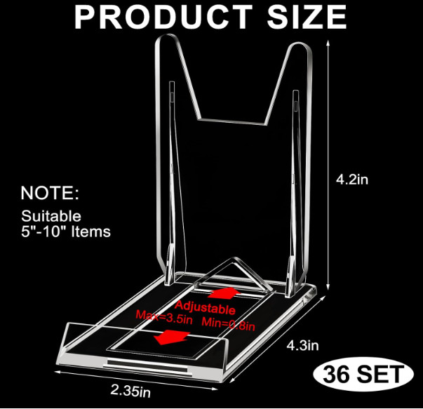 12 Pack Acrylic Book Stand for Display Adjustable Clear Display Holder Easel Col